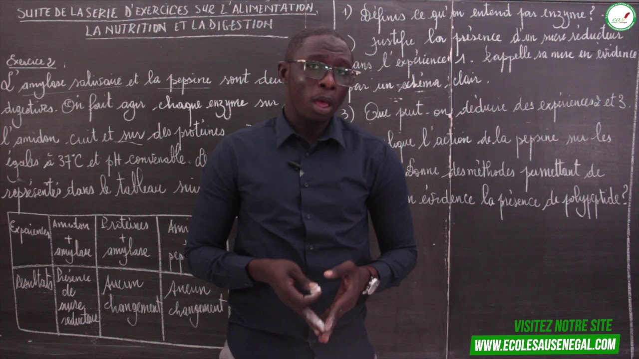 Exercices - Première S - SVT : Alimentation, la nutrition et la digestion / Suite 1 / M. Beye