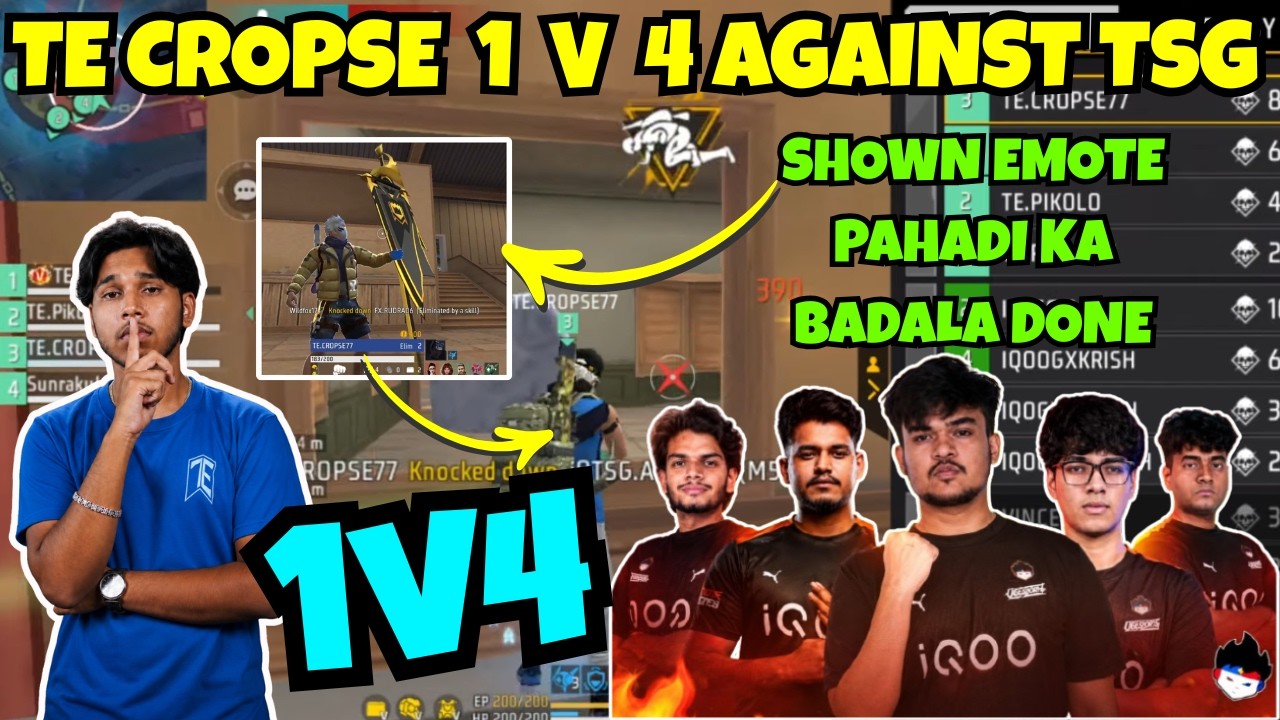 TE CROPSE 1 V 4 VS TSG | PAHADI BHAI KA REVENGE DONE | TEAM ELITE