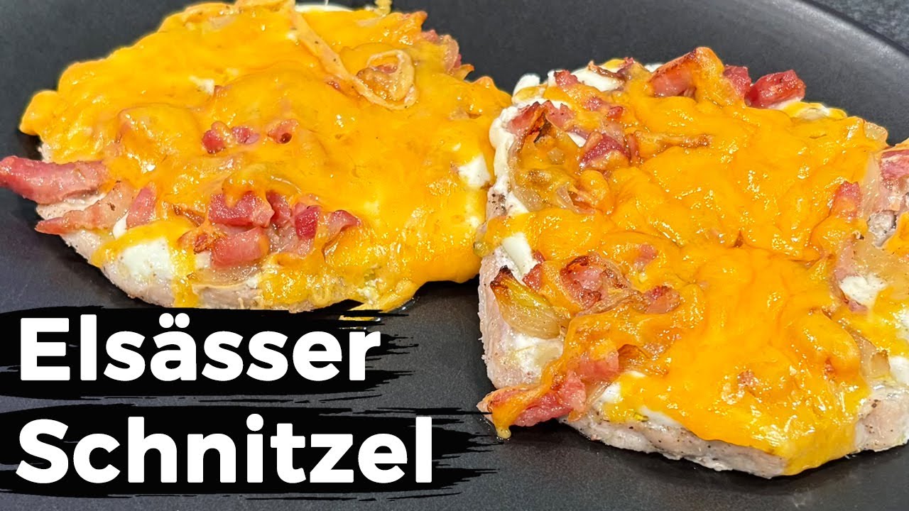 Elsässer Schnitzel - Rezept für Schnitzel mit Bacon, Zwiebeln und Käse