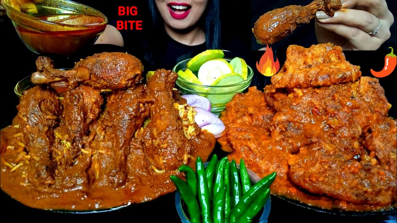 ASMR:DELICIOUS SPICY TAMARIND CHICKEN MASALA,BIG SIZE CHICKEN&VEG DUMPLING CURRY,BASMATI#hungrygirl
