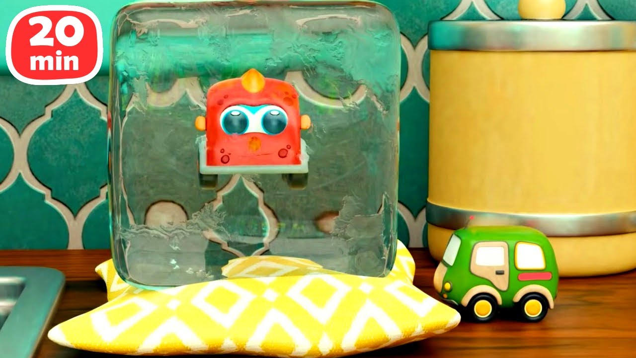 The little and curious monster cars climbed into the refrigerator! What did they find there?