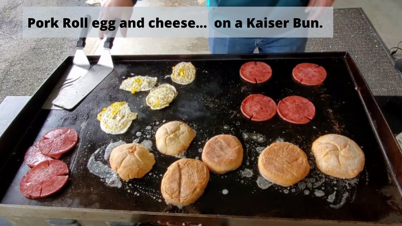 Pork roll egg and cheese on a kaiser bun - on the Blackstone Griddle