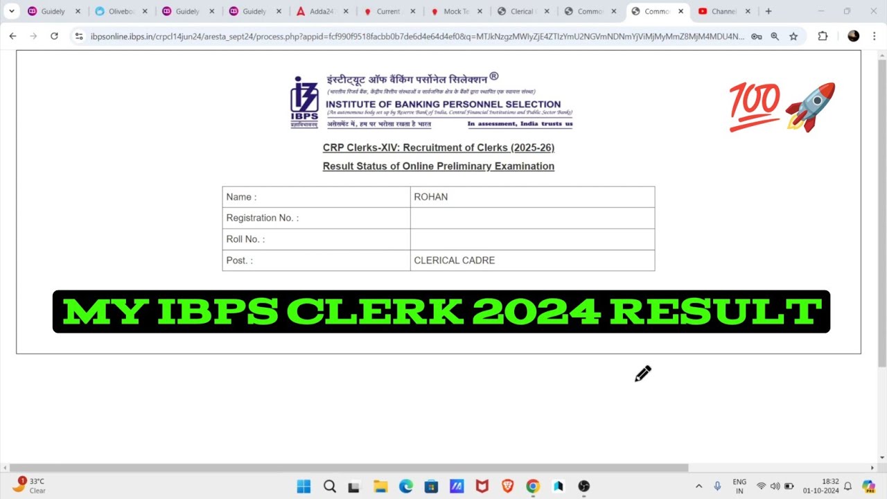 My IBPS CLERK 2024 Prelims Result???🤞🥹 #banking #ibps #ibpsclerk2024