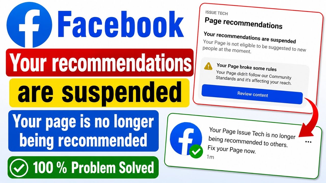 Fix Facebook Your Recommendations are Suspended | Your Facebook Page is No Longer Being Recommended