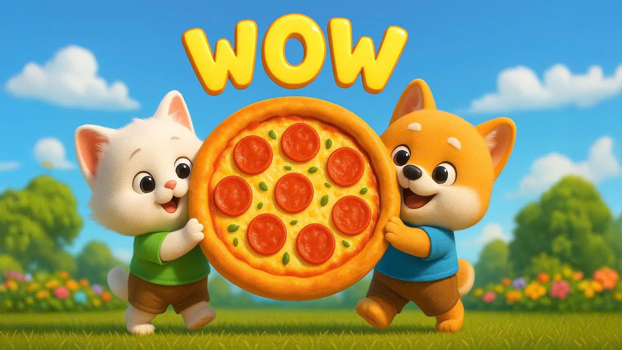 🐱Milo Kitten & 🐶Tigo Puppy Make a Giant Pizza 🍕 Fun Cooking Adventure