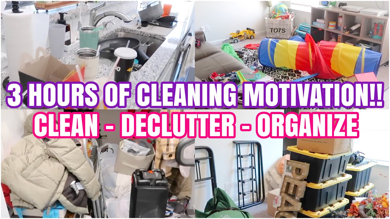NEW!! EXTREME 3 HOUR CLEANING MARATHON | DECLUTTER, ORGANIZE, DEEP CLEAN | SPEED CLEANING MOTIVATION
