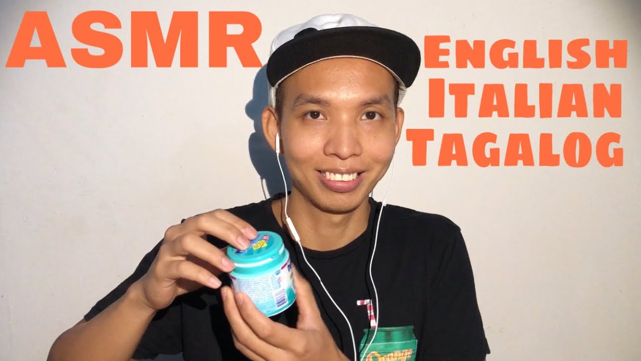 ASMR Phrases in English, Italian, and Tagalog (Filipino) While Chewing Gum || Whispering || Tapping