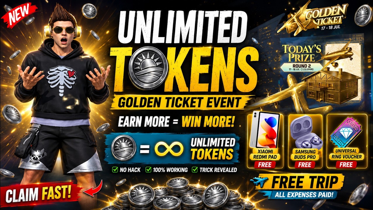 How to get unlimited tokens in Golden Ticket Event in free fire #freefire #grsons #goldentickets