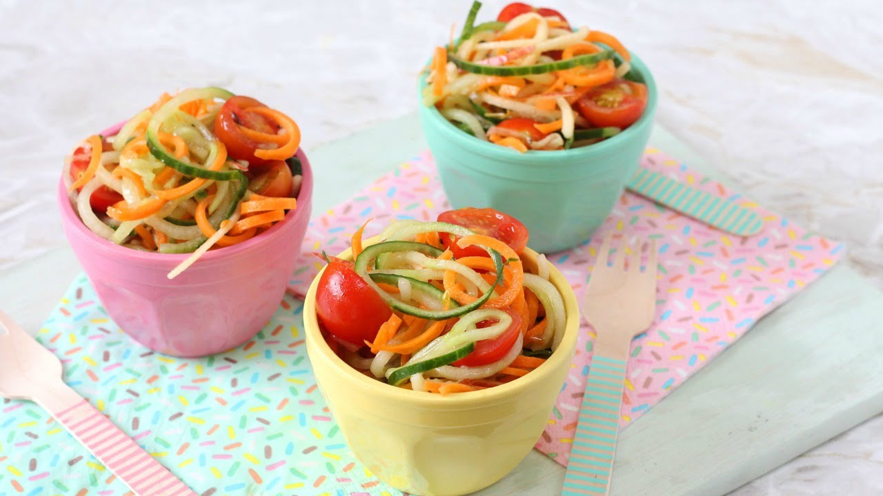 Spiralized Summer Salad for Kids - Carrot Cucumber & Apple Salad