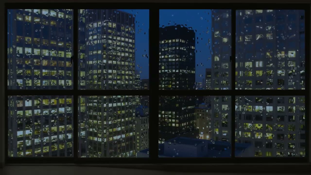 You are just a part of the lighted windows out there - The sound of rain outside the city window