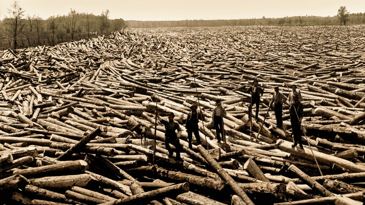 How Lumberjacks Floated 75 Million Logs Down Rivers Before Trucks Existed