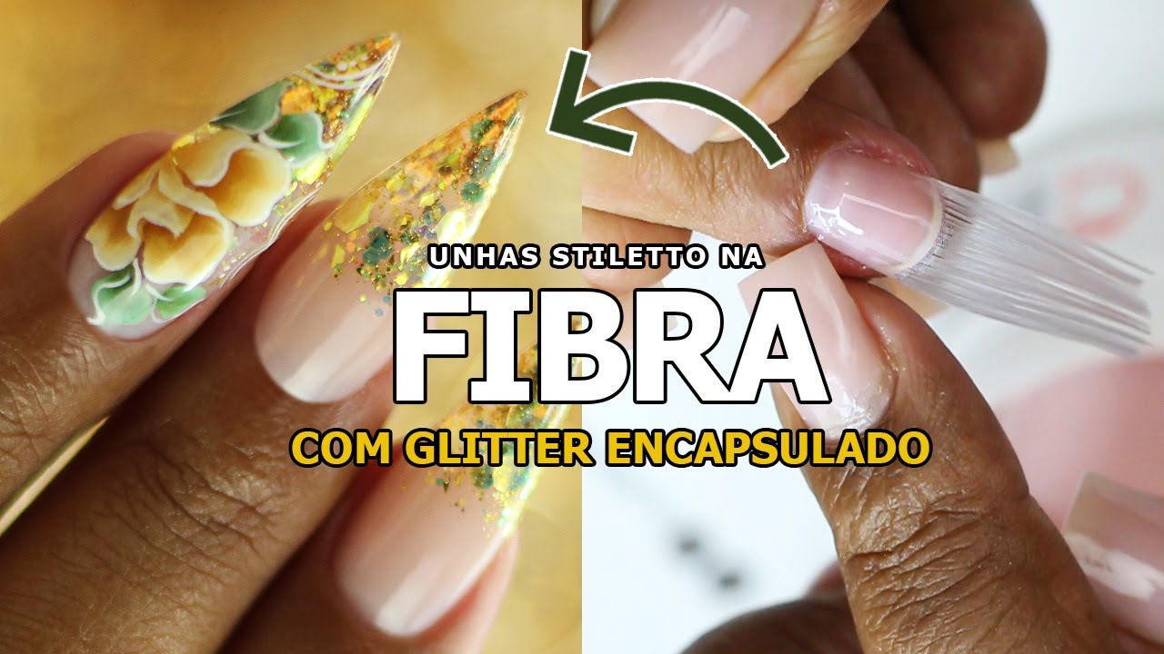 UNHAS STILETTO COM FLOR ENCAPSULADA