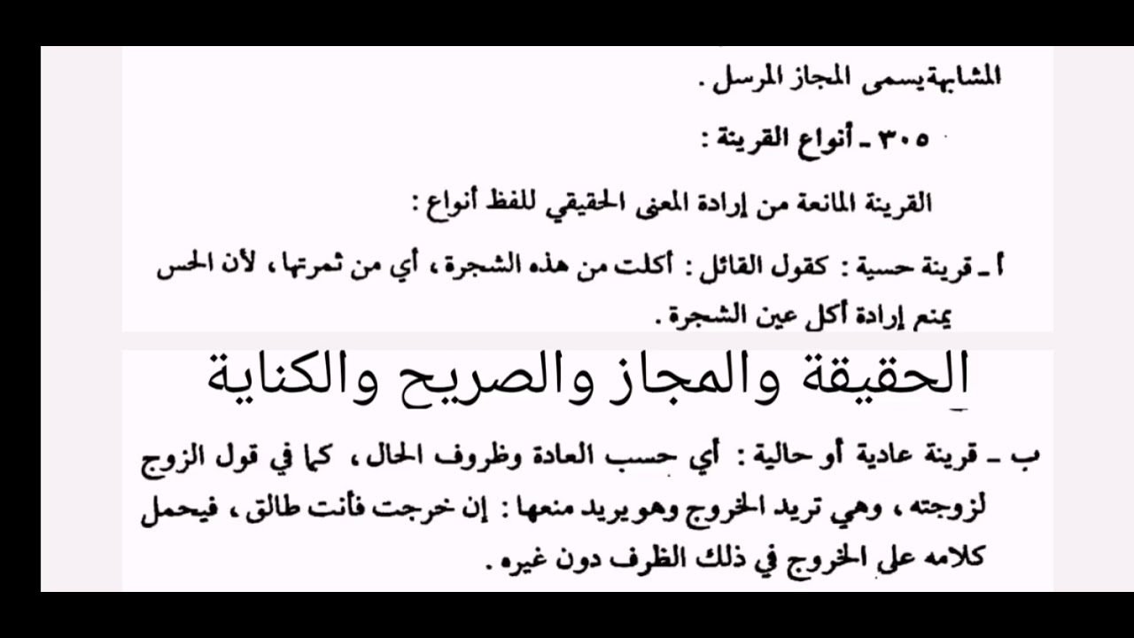 الحقيقة والمجاز والصريح والكناية