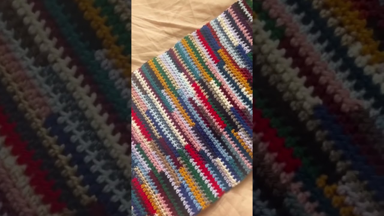 Crocheting scrap yarn into a tote