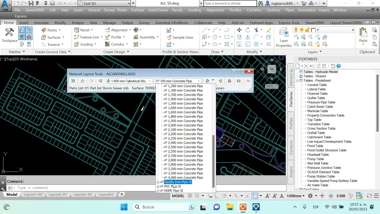 ALCATARILLADO CON CIVIL 3D Y SewerGEMS JUNTOS