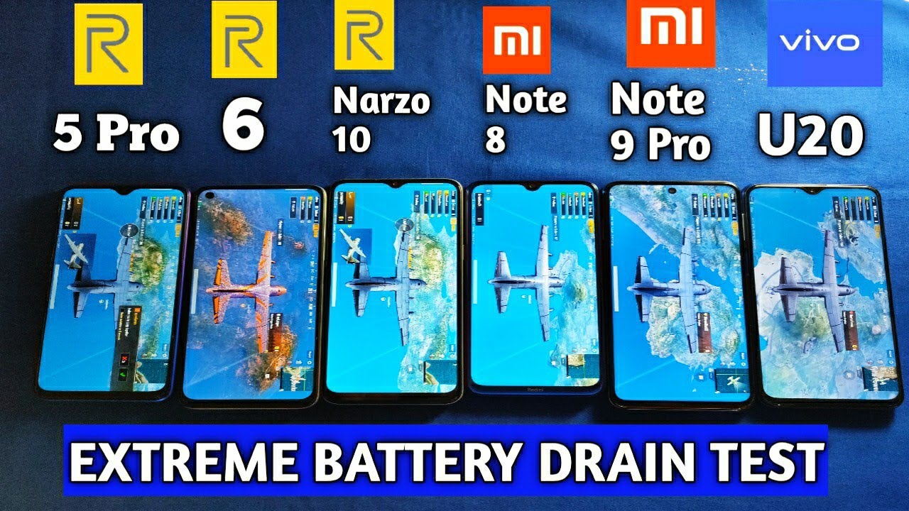 Realme Narzo 10 vs Redmi Note 9 Pro vs Realme 6 vs Redmi Note 8 vs Vivo U20 Extreme Battery Test!!