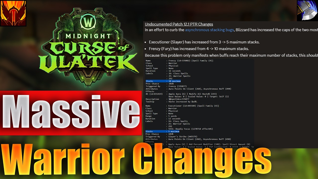 Unannounced 12.1 Massive Fury & Arms Warrior Buffs/Changes Season 2 Midnight Curse of Ula'tek