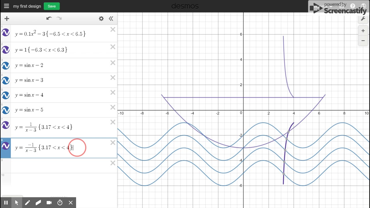 Creating a design in desmos using restrictions