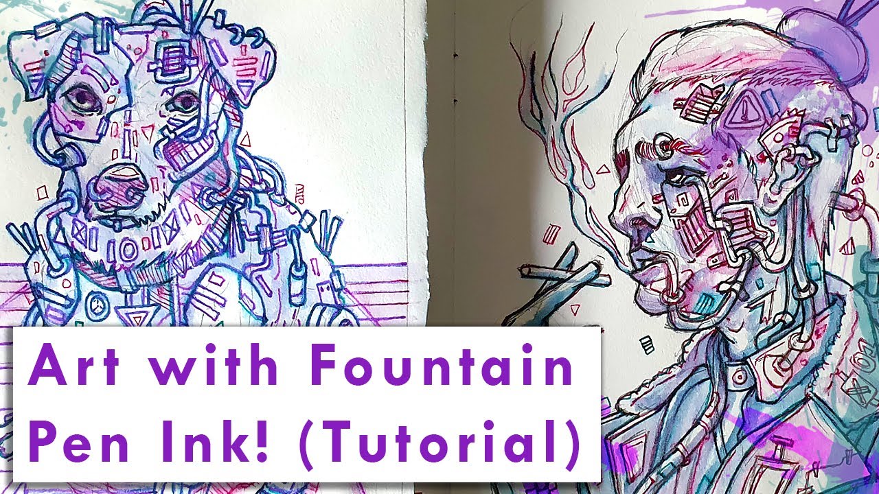 Creating art with fountain pen ink!- (My 3 ink technique)