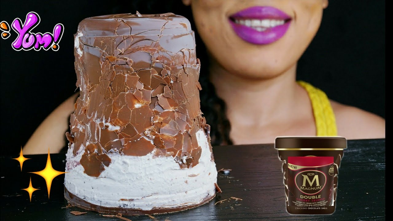 ASMR | MAGNUM DOUBLE CHERRY TRUFFLE ICE CREAM PINT | CRUNCHY EATING SOUNDS | Rose eating TV2