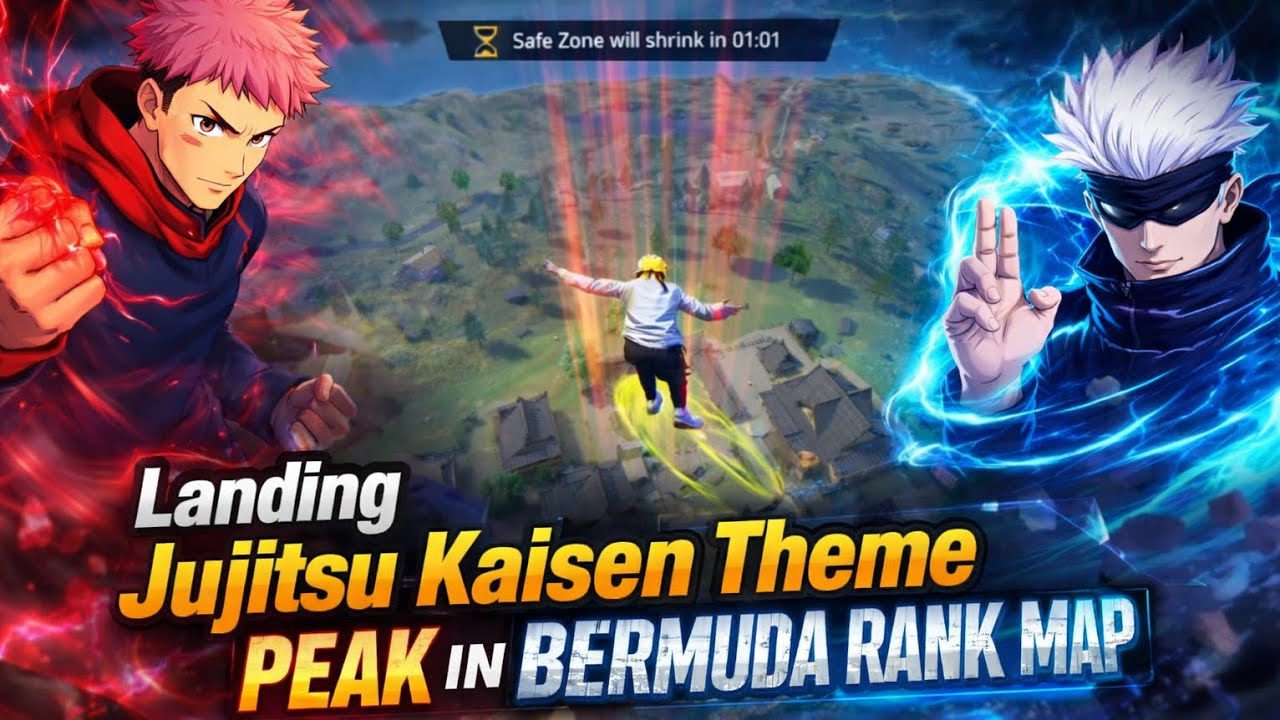 Landing Jujutsu Kaisen Theme 🔥 | Peak Drop in Bermuda Rank Map |Free Fire|😈