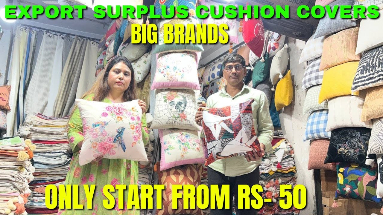 Export Surplus Very Cheapest Cushion Cover in Sarojni Nagar Starting At RS - 50/- || MAST DELHI ||