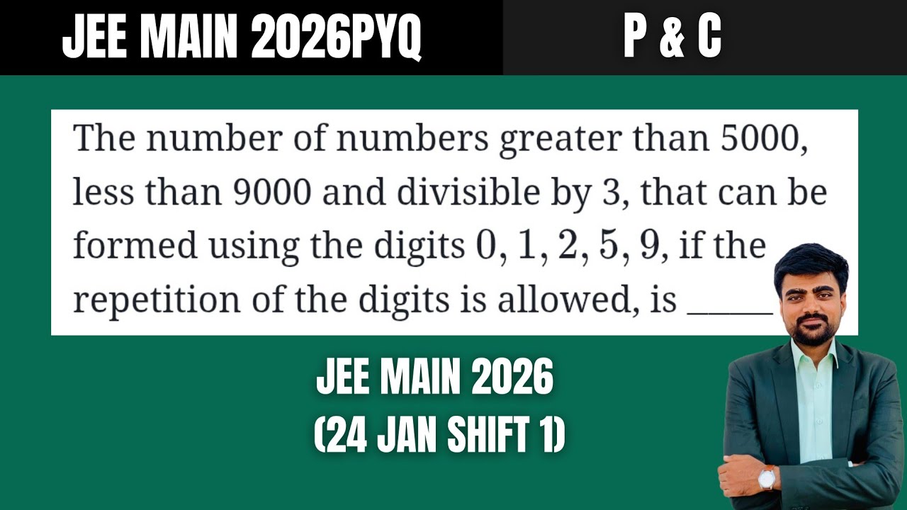 JEE Main 2026 (24 Jan Shift 1):The number of numbers greater than 5000, less than 9000 and divisible