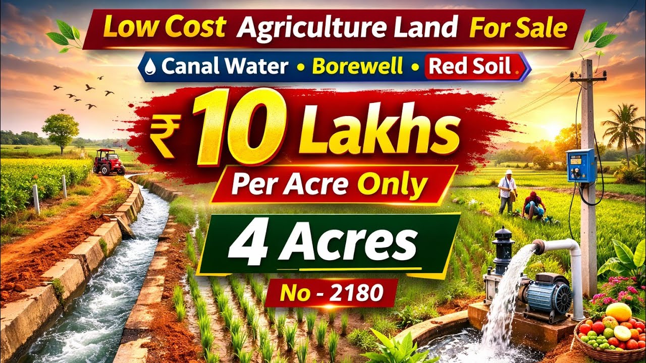 Agriculture Land for Sale in #Anantapur | ₹10 Lakhs Per Acre | Canal Water | 4 Acres |  No: 2180
