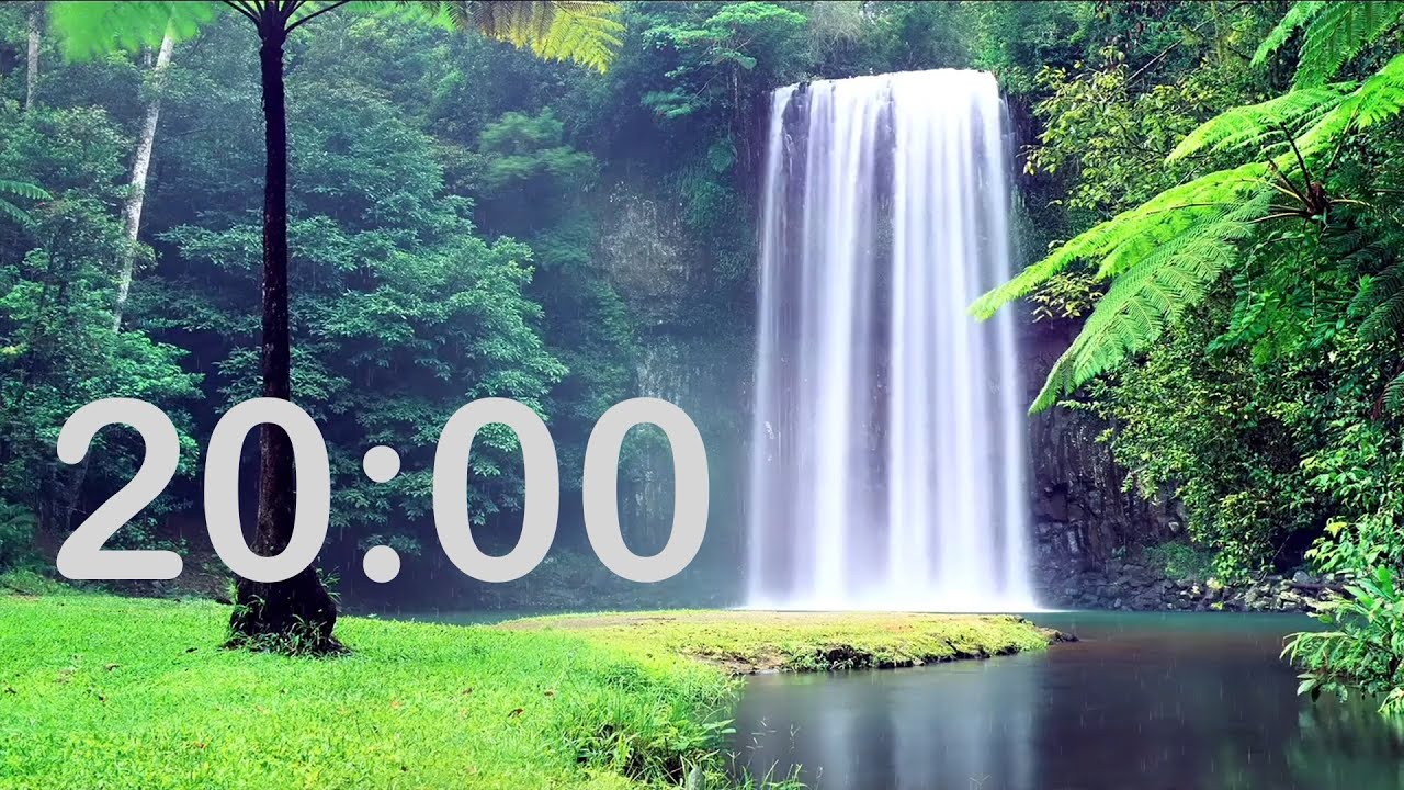 20 Minute Countdown Timer With a Waterfall and Music