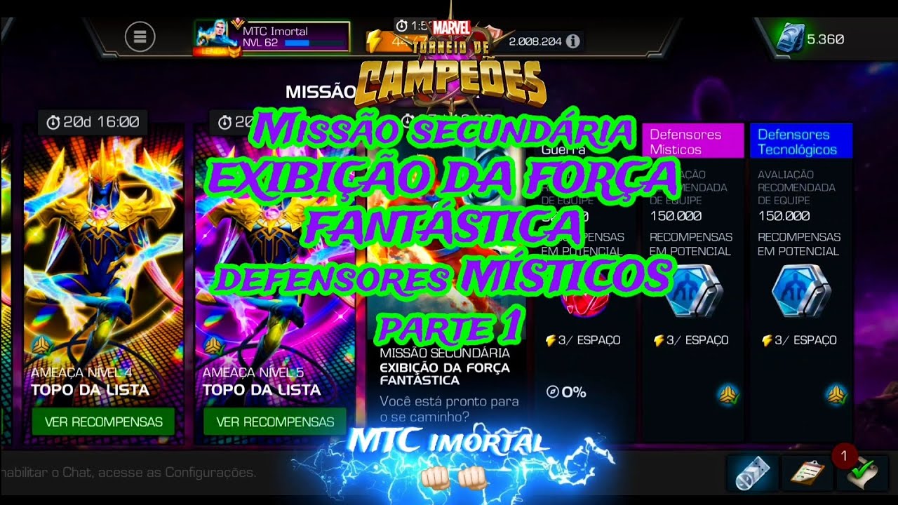 @mtcimortal Missão secundária EXIBIÇÃO DA FORÇA FANTÁSTICA místicos  parte 1 | Mtc | Mcoc | Marvel.
