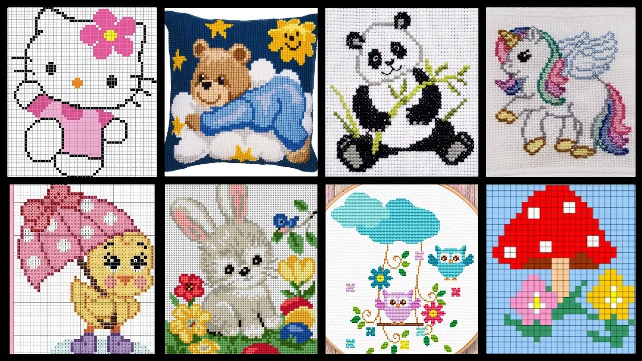 Very attractive and unique Cross stitch embroidery designs for kids//graph design for kids sweater