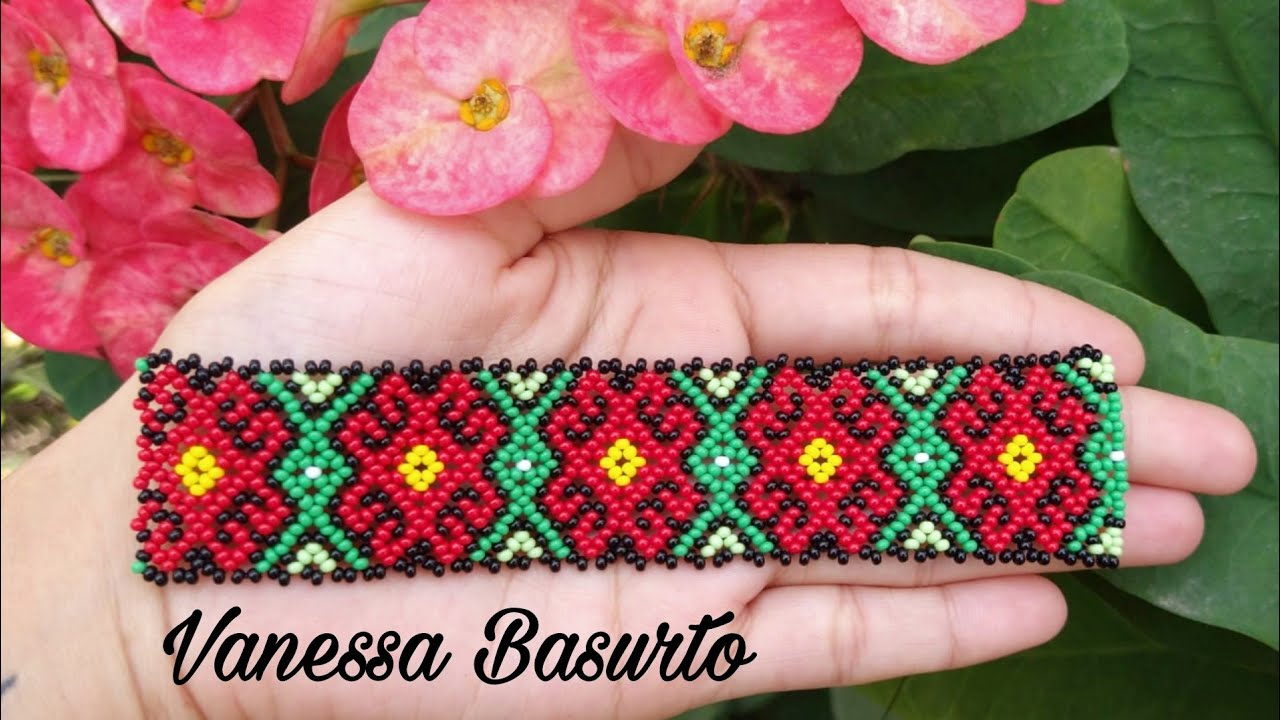 BRAZALETE ESTILO HUICHOL CON ROMBOS DE CHAQUIRA/MOSTACILLA| Huichol style beaded bracelet  DIY
