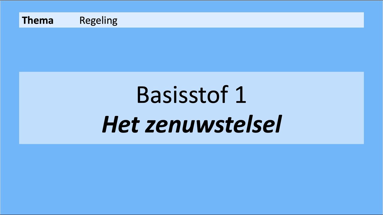 VMBO 4 | Regeling | Basisstof 1. Het zenuwstelsel | 8e editie