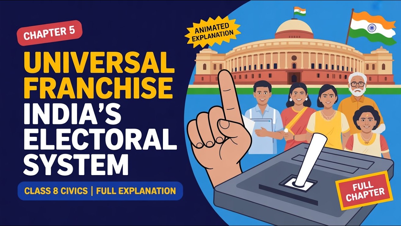 Class 8 Civics Chapter 5 | Universal Adult Franchise & Electoral System Explained Animated Video