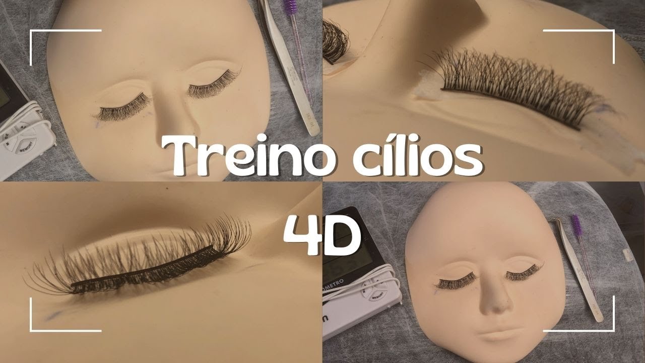 Treino de cílios em boneca| extensão de cílios 4D