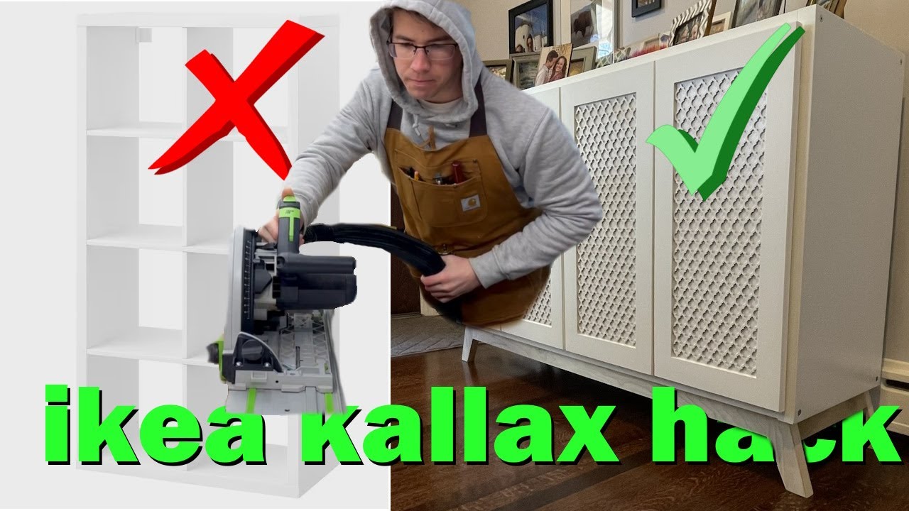IKEA HACK || Patterned Doors and MCM-style Base for the Kallax