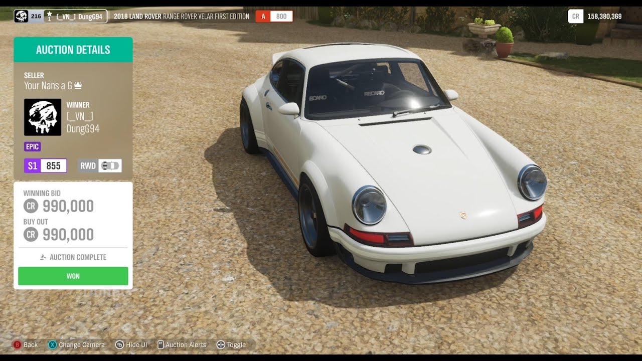 Best cars to Snipe in Forza Horizon 4 Porsche 911 Singer 1M CR in Auction House