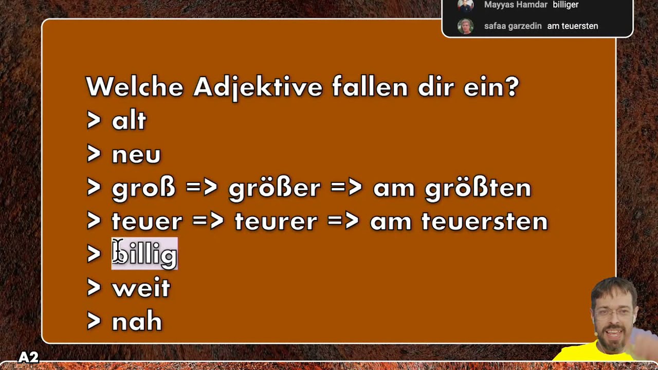 Deutsch A2 - Steigerungsstufen - Positiv, Komparativ, Superlativ - mit Hausaufgabe!