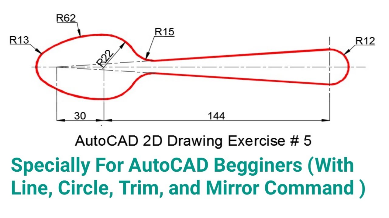 AutoCAD 2D Spoon Drawing II For Beginners (Exercise # 5 ) II With Basics Commands