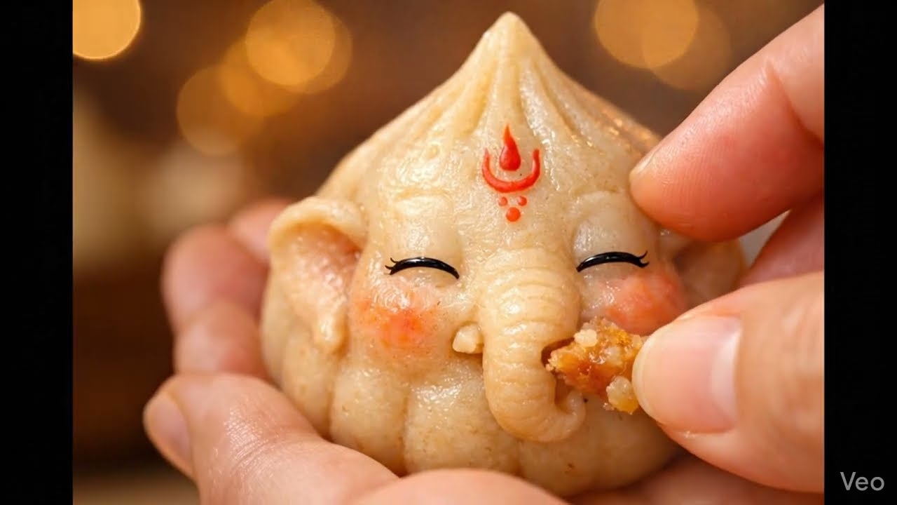 Ganpati Modak Came Alive 😮|Most Cute Food Animation Ever #shorts#viral#cute #youtube #god 