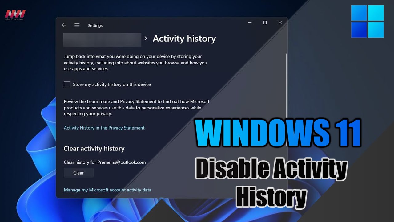 How to Disable activity history on Windows 11