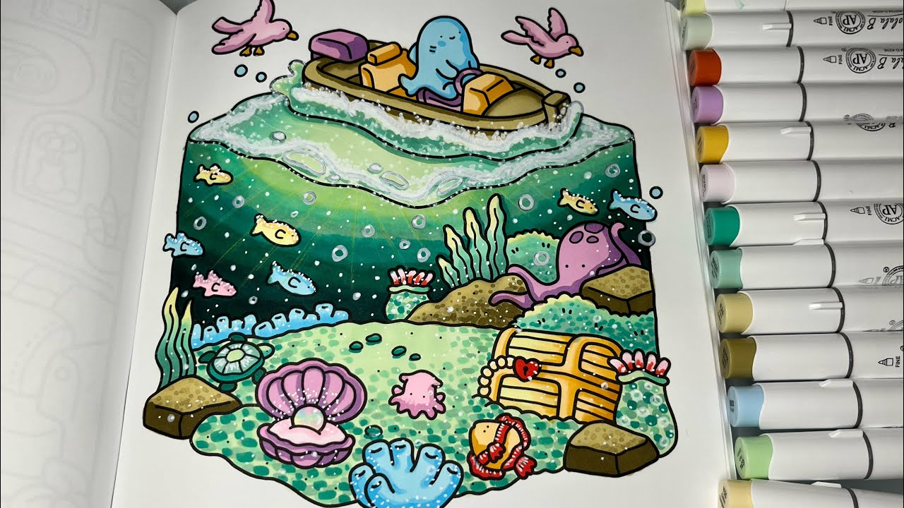 Cozy Corner by Coco Wyo | Color With Me | Ohuhu Alcohol Markers #adultcoloring #cocowyo #cozycorner 