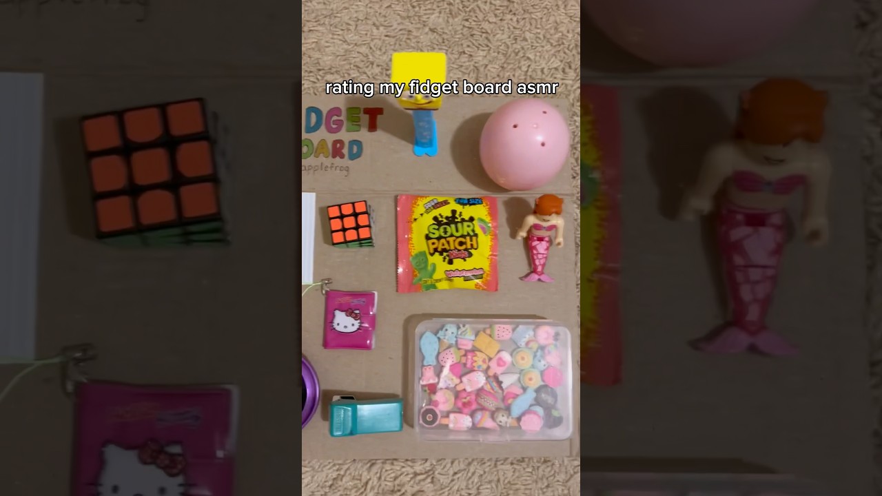 rating my fidget board asmr🧸#asmr #fidget#fidgetboard#anime#diy #craft#sanrio#hellokitty#stationery