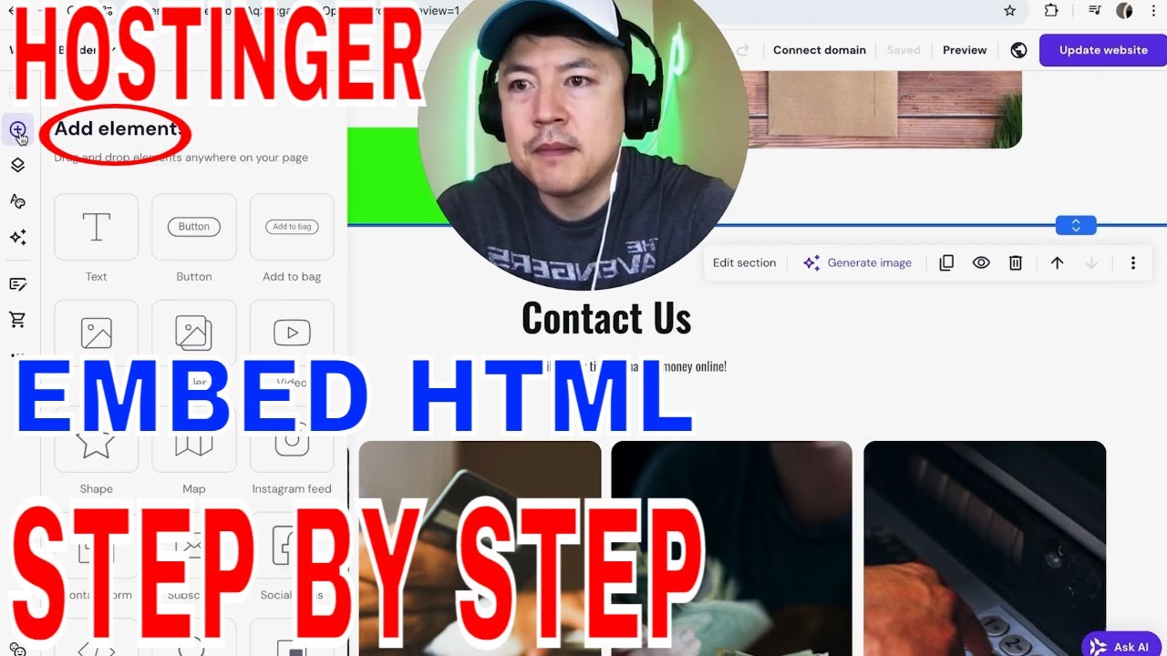 ✅ Как встроить HTML-код в конструктор сайтов Hostinger 🔴