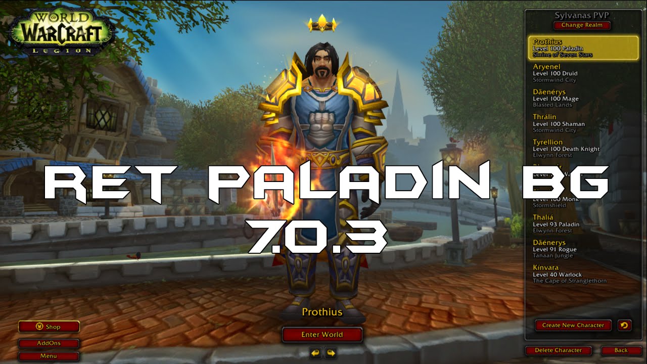 WoW Legion Retribution Paladin Battleground Prepatch 7.0.3