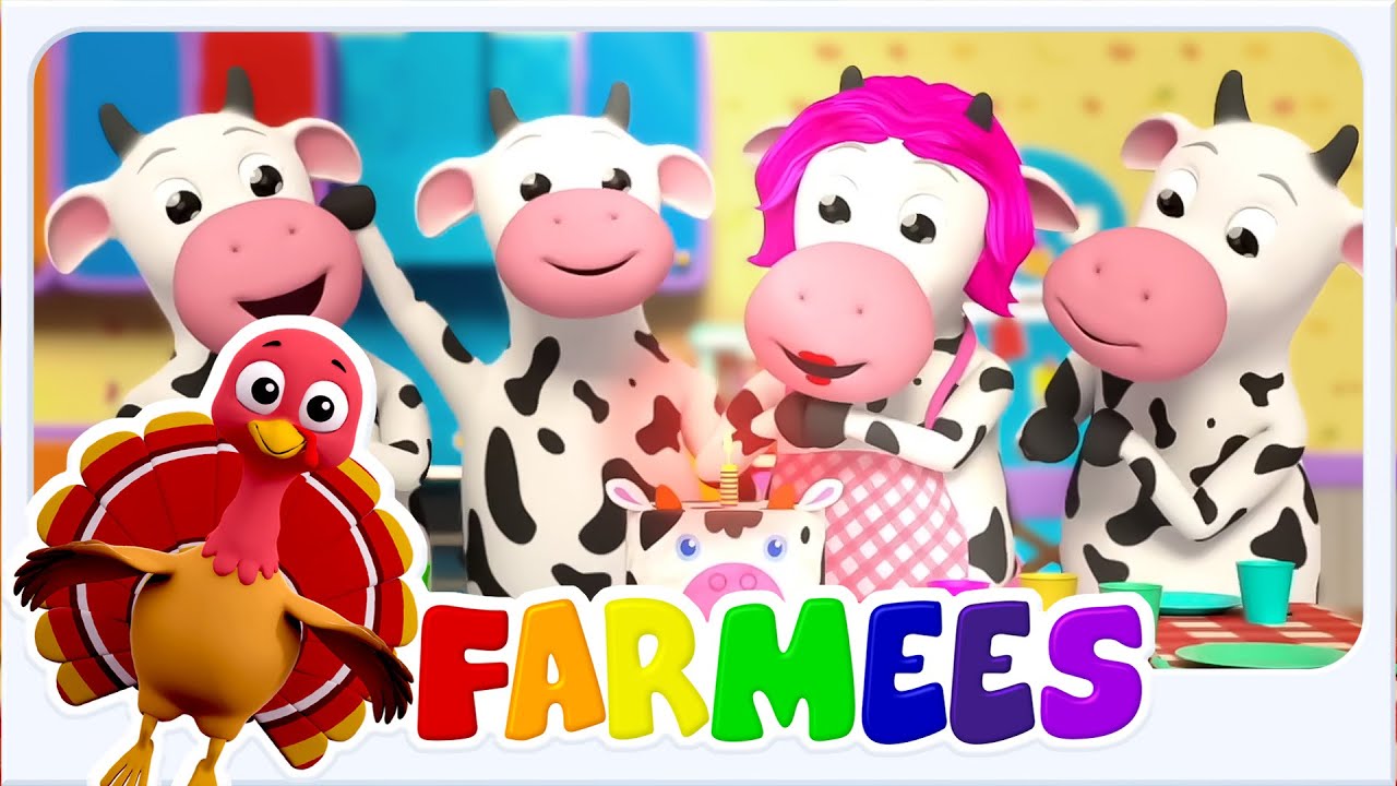 Farmees - Fem Små Kor Siffersång | Lärande för Småbarn