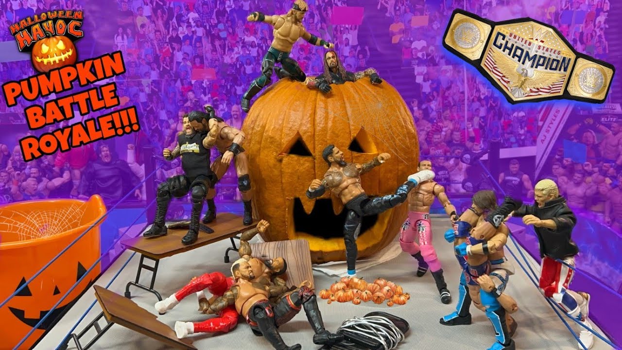 ТЫКВЕННАЯ КОРОЛЕВСКАЯ БИТВА | Чемпионат США | Матч с фигурками WWE!