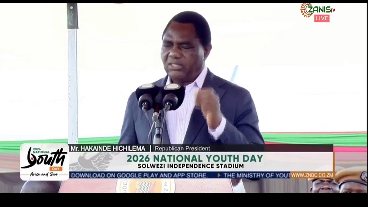 HAKAINDE HICHILEMA OFFICIATING YOUTH DAY CELEBRATION IN SOLWEZI- NORTH-WESTERN PROVINCE 12 MARCH