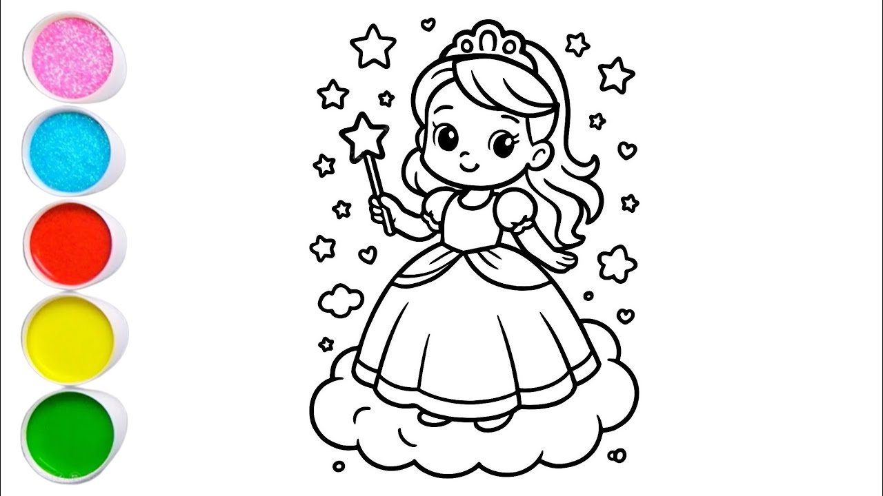Cute Fairy Girl Drawing for kids, Painting & Coloring for kids, Toddlers | Let's Draw Together