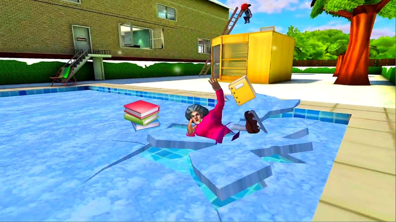 Scary Teacher 3D: The LIBRARY BOOK AVALANCHE Trap!